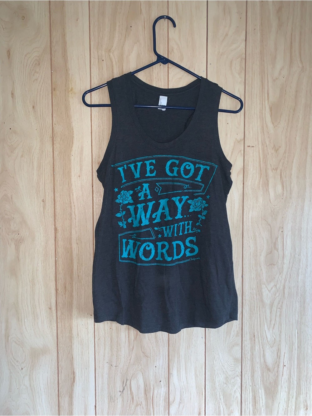 Women’s Black Tank Top with Teal Graphic - I've Got A Way With Words